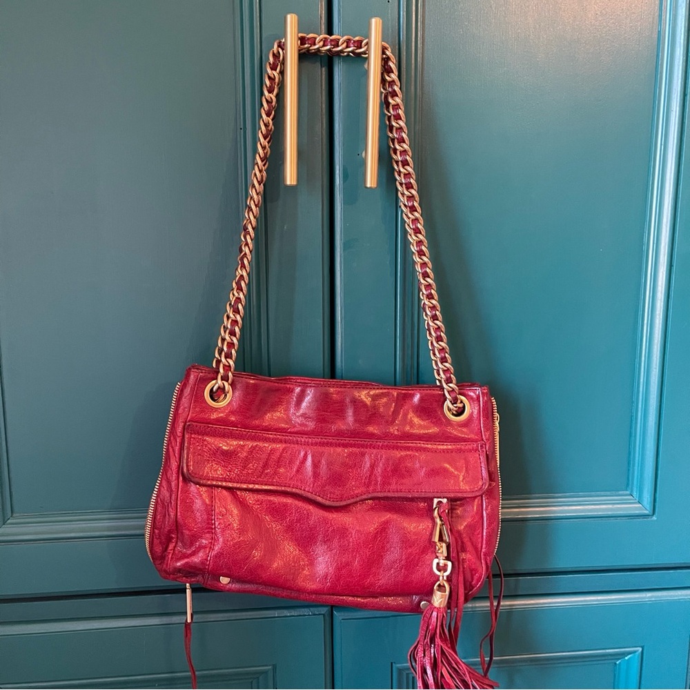 Rebecca Minkoff Burgundy Red Swing Shoulder Bag Crossbody Gold